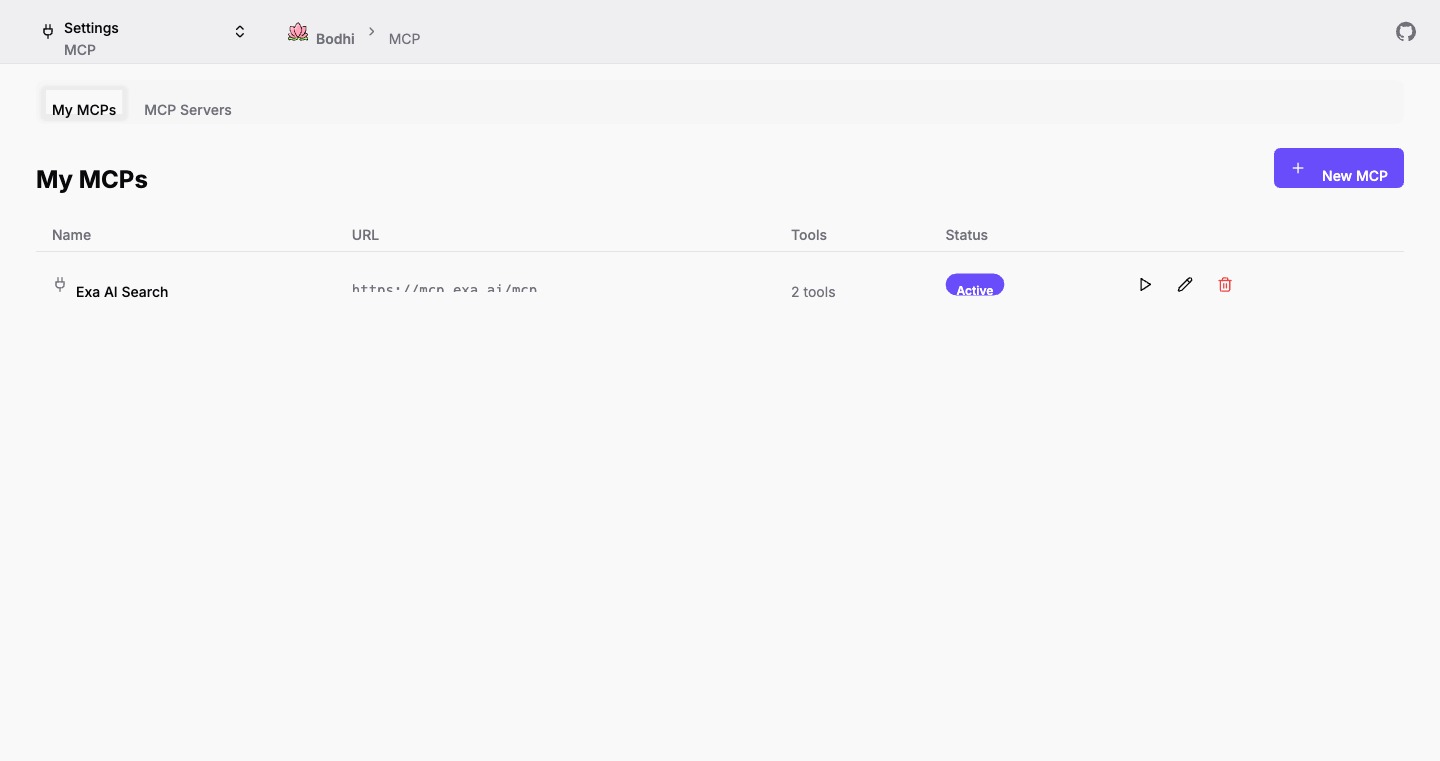 My MCPs instances list page